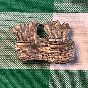 VINTAGE Silver refrigerator magnet